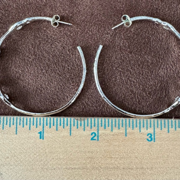 Stella and Dot Silver/CZ Hoop Earrings - Picture 3 of 3